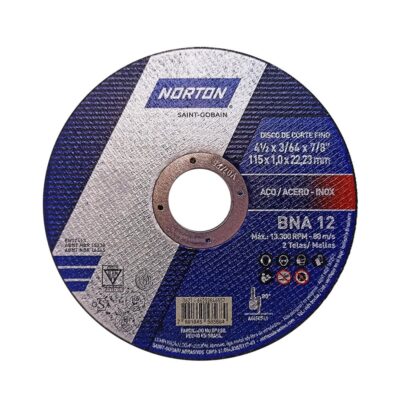 Disco de Corte BNA12 Norton 4 1/2" x 3/64" x 7/8" (66252846557) | 25 unid
