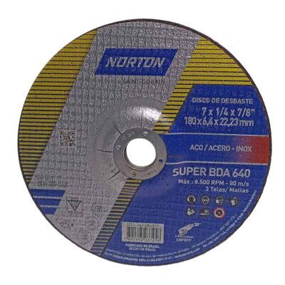 Disco de Desbaste para Fierro BDA640 Norton 7" x 1/4" x 7/8" (66252842859) | 10 unid