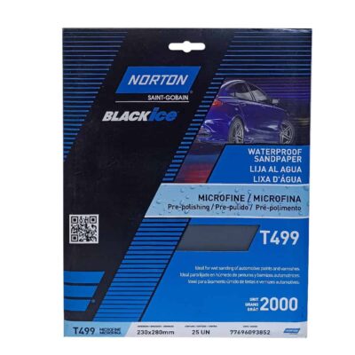 Lija al Agua Microfina T499 Grano 2000 Norton 9" x 11" (77696093852)